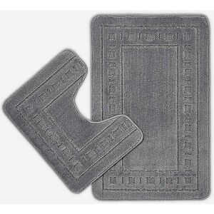 Catherine Lansfield Armoni Bath and Pedestal Mat Set Grey ONE SIZE Catherine Lansfield Armoni Bath and Pedestal Mat Set Grey ONE SIZE