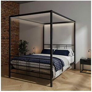 XR Living Fern Four Poster LED Bed Black DOUBLE XR Living Fern Four Poster LED Bed Black DOUBLE