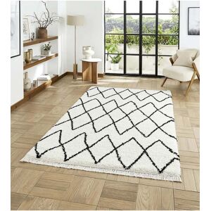 Think Rugs Boho Fringe Rug Black/White 120X170 Think Rugs Boho Fringe Rug Black/White 120X170