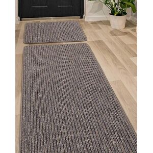 Homemaker Stripe Utility Runner & Doormat Set Taupe 57X230 Homemaker Stripe Utility Runner & Doormat Set Taupe 57X230
