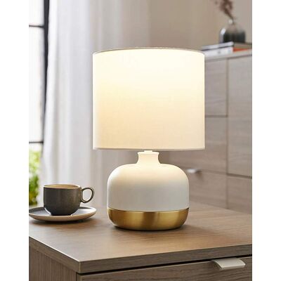 Searchlight White and Gold Touch Table Lamp White Searchlight White and Gold Touch Table Lamp White