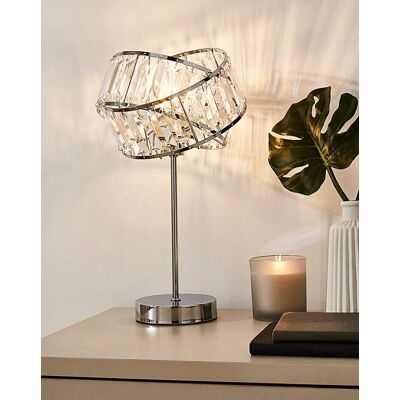 Searchlight Juno Chrome & Acrylic Table Lamp Clear Searchlight Juno Chrome & Acrylic Table Lamp Clear