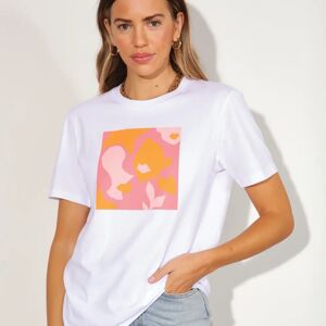 Women's Faces Print T-Shirt in White, Size Extra Large by Never Fully Dressed