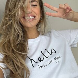 Women's Hello, How Are You? T-Shirt in White, Size Large by Never Fully Dressed