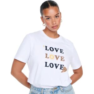 Women's Love Love Love T-Shirt in White, Size 2XL by Never Fully Dressed