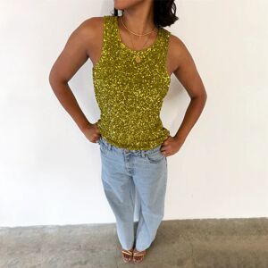 Women's Lime Sequin Tank Top, Size 20 by Never Fully Dressed