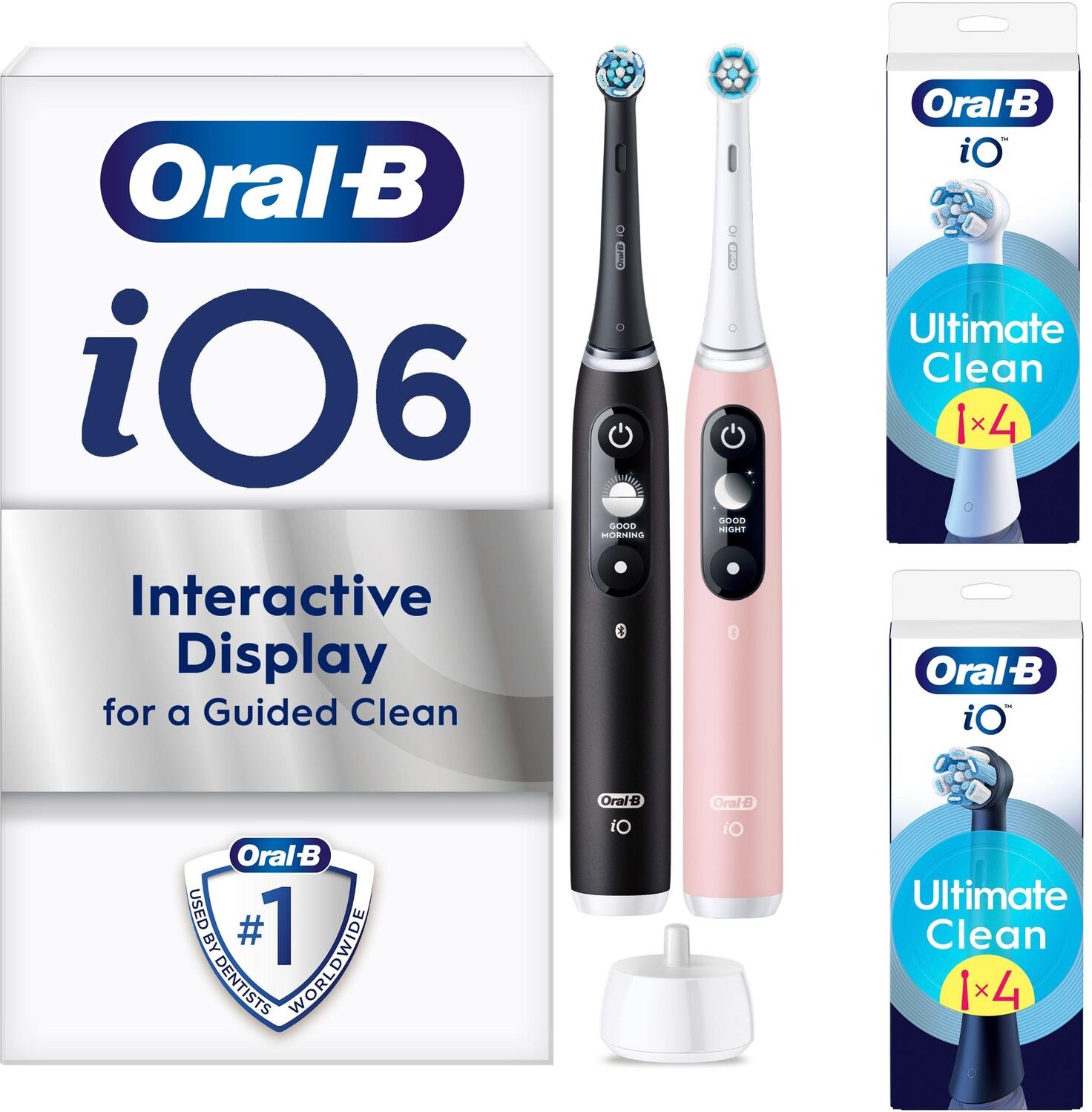 Oral-B iO 6 Black & Rose Electric Toothbrushes - Toothbrush + 8 Toothbrush Heads