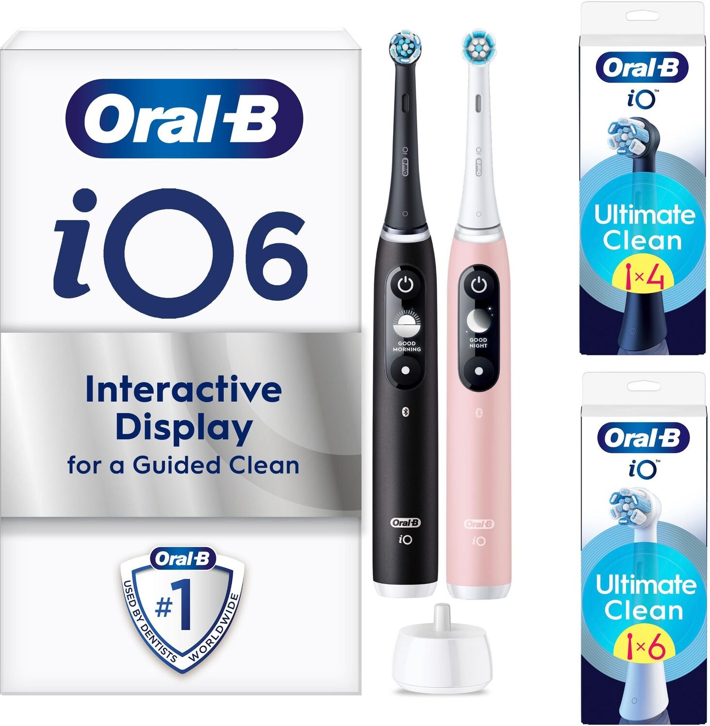 Oral-B iO 6 Black & Rose Electric Toothbrushes - Toothbrush + 10 Toothbrush Heads