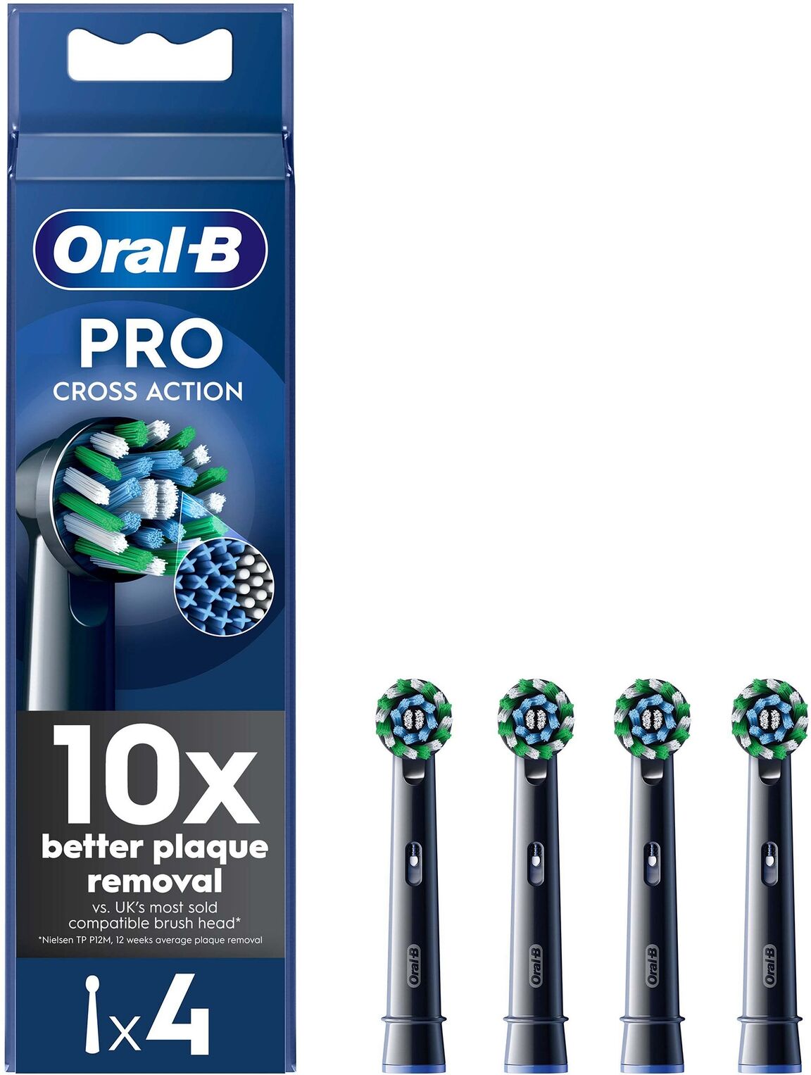 Oral-B Oral B CrossAction Black Toothbrush Head - Pack of 4 Counts