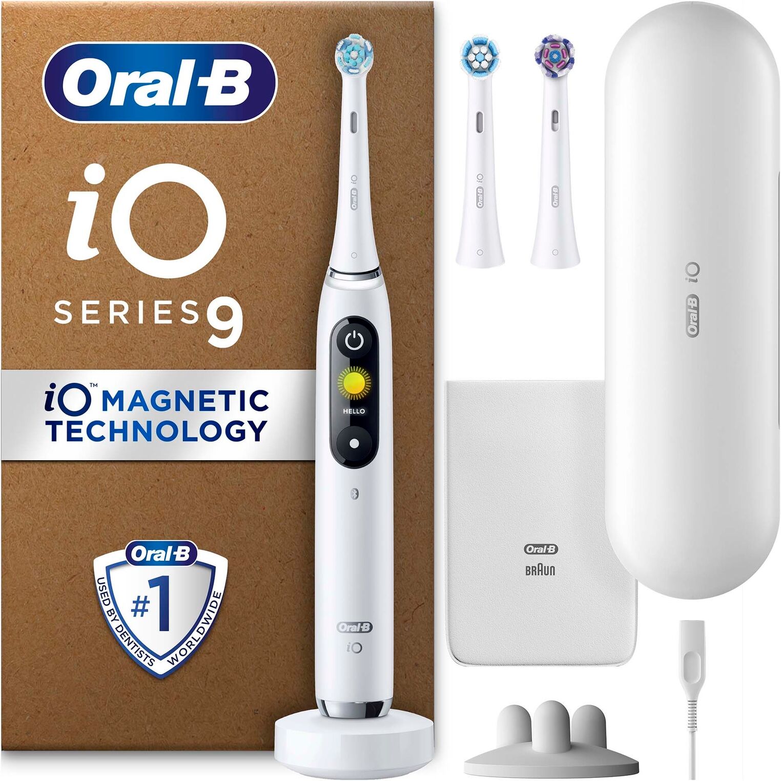 Oral-B Oral B iO9 Electric Toothbrush White Alabaster with 2ct Extra Refills