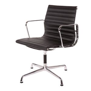 Domini conference Chair EA108 Leather black- Aluminium with Italian top analine leather