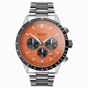 Sekonda Sekonda Velocity Chronograph Men's Watch   Stainless Steel Case & Bracelet with Orange Dial   30025