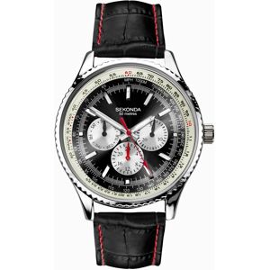 Sekonda Sekonda Maverick Men's Watch   Silver Case & Black Leather Strap with Black Dial   30035