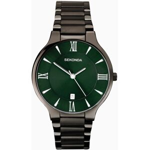 Sekonda Sekonda Wilson Men's Watch   Gunmetal Case & Stainless Steel Bracelet with Green Dial   30045