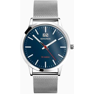 Sekonda Sekonda Nordic Men's Watch   Silver Case & Stainless Steel Mesh Bracelet with Blue Dial   30046