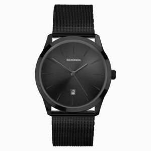 Sekonda Sekonda Minimal Men's Watch   Black Case & Stainless Steel Mesh Bracelet with Black Dial   30048
