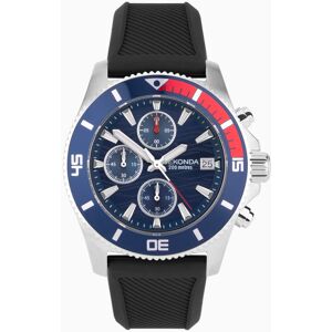 Sekonda Sekonda Pacific Wave Chronograph Men's Watch   Silver Stainless Steel Case & Black Silicone Strap with Blue Dial   30114