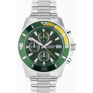 Sekonda Sekonda Pacific Wave Chronograph Men's Watch   Silver Stainless Steel Case & Bracelet with Green Dial   30115