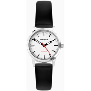 Sekonda Sekonda Nordic Ladies Watch   Silver Case & Black Leather Strap with White Dial   40480