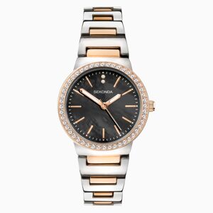 Sekonda Sekonda Amelia Ladies Watch   Two Tone Case & Alloy Bracelet with Black Dial   40493