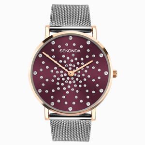 Sekonda Sekonda Celeste Ladies Watch   Silver Case & Stainless Steel Mesh Bracelet with Red Dial   40500