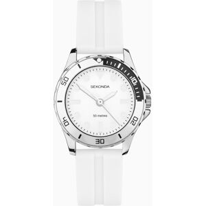 Sekonda Sekonda Balearic Ladies Watch   Silver Alloy Case & White Rubber Strap with Silver-White Dial   40567