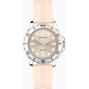 Sekonda Sekonda Balearic Ladies Watch   Silver Alloy Case & Peach Rubber Strap with Peach Dial   40568