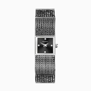 Sekonda Sekonda Crystal Ladies Watch   Silver Alloy Case & Black Bracelet with Black Dial   40604