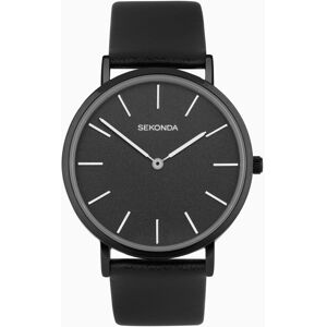 Sekonda Sekonda Minimal Ladies Watch   Black Alloy Case & Leather Strap with Black Dial   40606