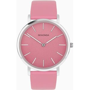 Sekonda Sekonda Minimal Ladies Watch   Silver Alloy Case & Pink Leather Strap with Pink Dial   40607