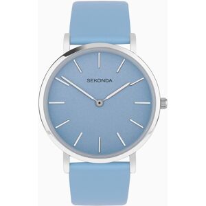 Sekonda Sekonda Minimal Ladies Watch   Silver Alloy Case & Blue Leather Strap with Blue Dial   40609