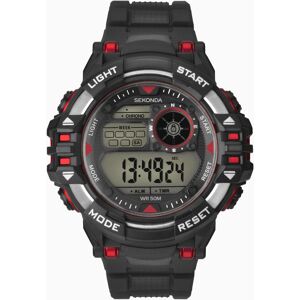 Sekonda Sekonda Digital Men's Watch   Black & Red Case & Plastic Strap with Black Dial   1523