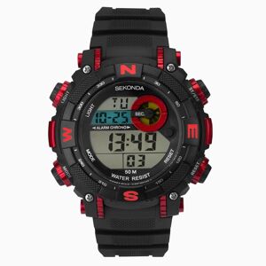 Sekonda Sekonda Digital Men's Watch   Black & Red Case & Plastic Strap with Black Dial   1525