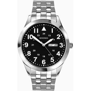 Sekonda Sekonda Pilot Men's Watch   Silver Case & Stainless Steel Bracelet with Black Dial   1663