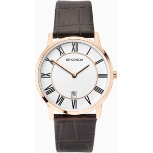 Sekonda Sekonda Men's Watch   Rose Gold Case & Leather Strap with White Dial   1780