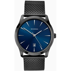 Sekonda Sekonda Minimal Men's Watch   Black Case & Stainless Steel Bracelet with Blue Dial   1786