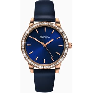 Sekonda Sekonda Day To Night Ladies Watch   Rose Gold Case & PU Strap with Blue Dial   2453