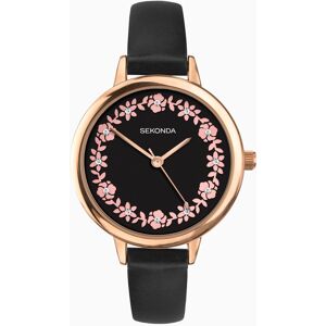 Sekonda Sekonda Ladies Watch   Rose Gold Case & PU Strap with Black Dial   2818