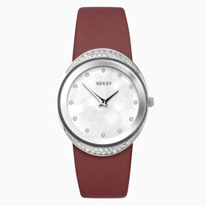 Seksy Seksy Ladies Watch   Silver Case & Leather Strap with White Dial   2921