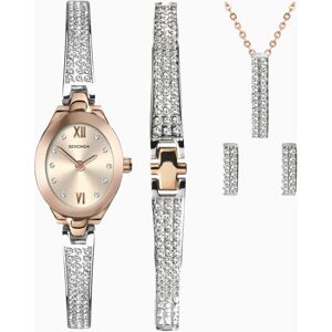 Sekonda Sekonda Ladies Watch Crystal Rose Gift Set   Rose Gold Case & Alloy Bracelet with Rose Gold Dial   2924G