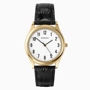 Sekonda Sekonda Easy Reader Men's Watch   Gold Case & Leather Upper Strap with White Dial   3623