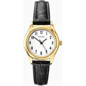 Sekonda Sekonda Easy Reader Ladies Watch   Gold Case & Leather Upper Strap with White Dial   4493