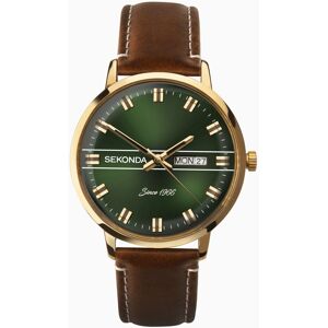 Sekonda Sekonda Originals Men's Watch   Gold Case & Brown Leather Strap with Green Dial   1949