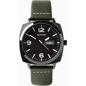 Sekonda Sekonda Airborne Men's Watch   Black Case & Green Leather Strap with Black Dial   1990