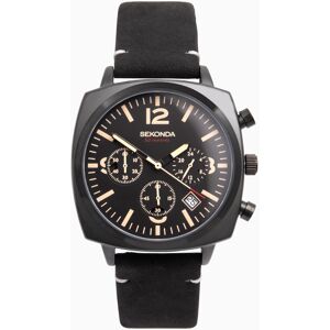 Sekonda Sekonda Airborne Men's Chronograph Watch   Black Case & Leather Strap with Black Dial   1991