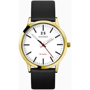 Sekonda Sekonda Nordic Men's Watch   Gold Case & Black Leather Strap with White Dial   30070