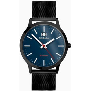 Sekonda Sekonda Nordic Men's Watch   Black Case & Black Stainless Steel Mesh Bracelet with Blue Dial   30075