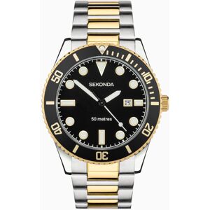 Sekonda Sekonda Ocean Men's Watch   Two Tone Alloy Case & Stainless Steel Bracelet with Black Dial   30139