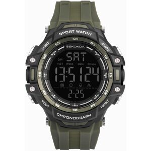 Sekonda Sekonda Crossfell Digital Men’s Watch   Black Plastic Case & Khaki Green Strap with Black LCD Display   30165