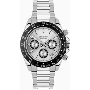 Sekonda Sekonda Circuit Chronograph Men’s Watch   Silver Alloy Case & Stainless Steel Bracelet with Silver Dial   30201